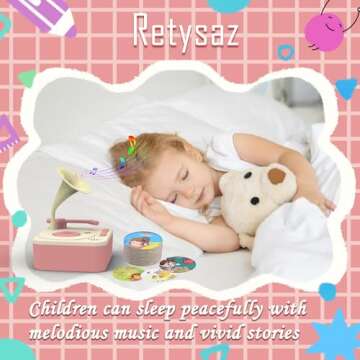 Retysaz Kids Phonograph 96 Story Cards Early Learning Toy