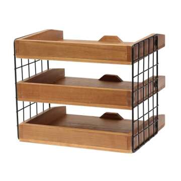 Elegant Wood Desk Organizer with 3 Shelves for Home Office