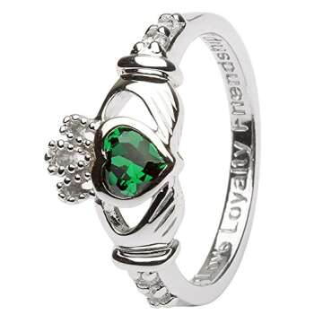 May Birth Month Silver Claddagh Rings LS-SL90-5 - Size: 5.5/ Made in Ireland, Crafted with Passion a...