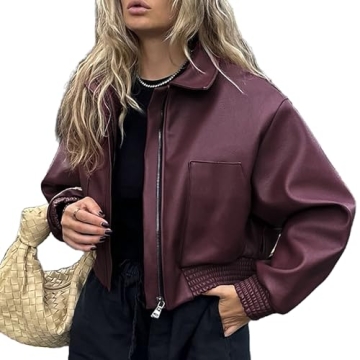 Stylish VOIKERDR Leather Jacket for Women - Cozy and Versatile
