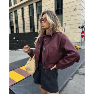 VOIKERDR Women Leather Motorcycle Jacket for Winter