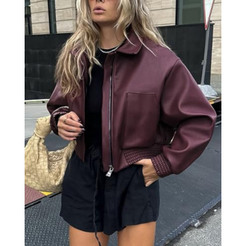 VOIKERDR Women Leather Motorcycle Jacket for Winter