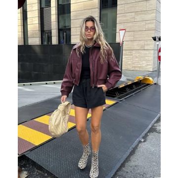 VOIKERDR Women Leather Motorcycle Jacket for Winter