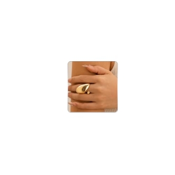 Rrdaily Adjustable Chunky Gold Stacking Rings for Women, Minimalist Design