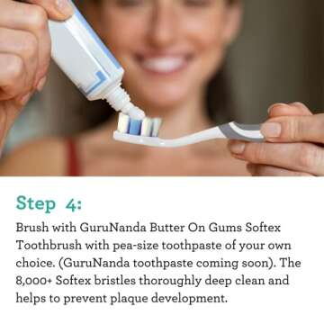 GuruNanda Better Gums Regimen 1.0 with CocoMint Pulling Oil, Butter on Gums Toothbrush, Concentrated Mouthwash, Handheld Portable Water Flosser, & Saline Packets - 5 Count