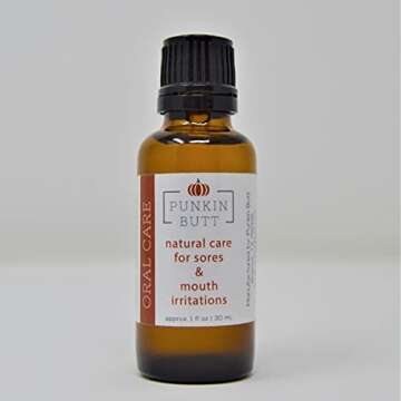 Punkin Butt Oral Care 1 oz Glass Bottle. Chamomile, Clove, Peppermint. Natural, Safe, Effective; Cruelty-Free, Vegan, use as Often as Needed.