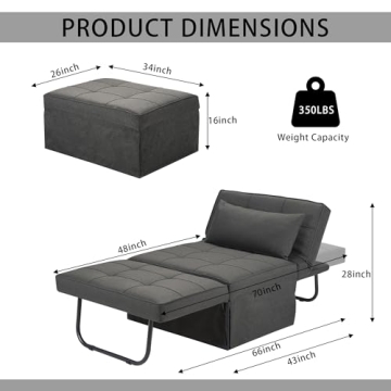 BIGSYY 4-in-1 Multi-Function Sofa Bed Convertible Ottoman