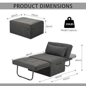BIGSYY 4-in-1 Multi-Function Sofa Bed Convertible Ottoman