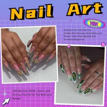 Pizadix 105 Pcs Y2K Gold Nail Charms Set - Gold Bees, Butterflies, Roses, Bows, Cherries, Cherry Blo...