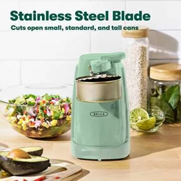 BELLA Electric Can Opener with Knife Sharpener and Storage