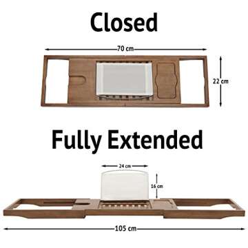 Luxury Bamboo Bathtub Caddy with Wine Glass Holder