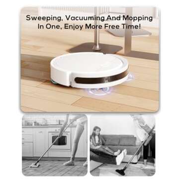 Dyrabitick V3 Robot Vacuum and Mop, 3 in 1 Combo Cleaner for Home with Pet Hair and Hard Floor, 5000Pa Suction, 120 Mins Run Time,Self-Charging,Super Thin Body & Large Dust Box,App + Alexa