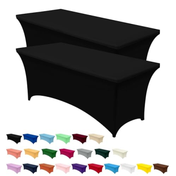 Black Spandex Tablecloths 2 Pack - 6FT Fitted