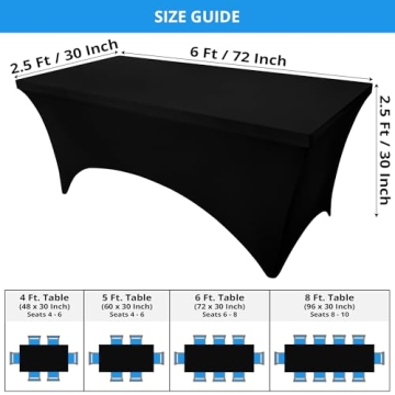 Black Spandex Tablecloths 2 Pack - 6FT Fitted