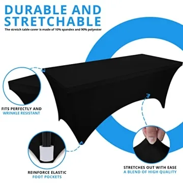 Black Spandex Tablecloths 2 Pack - 6FT Fitted
