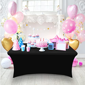 Black Spandex Tablecloths 2 Pack - 6FT Fitted