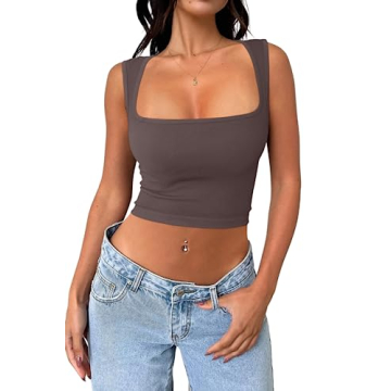 Meyeeka Women's Sexy Sleeveless Crop Tops for Summer - Desert Taupe