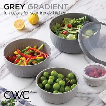 COOK WITH COLOR Prep Bowls with Lids- Wide and Deep Nesting Plastic Small Mixing Bowl Set with Lids,...