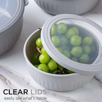 COOK WITH COLOR Prep Bowls with Lids- Wide and Deep Nesting Plastic Small Mixing Bowl Set with Lids, 12 Piece Set - Wide Bowls, Gray
