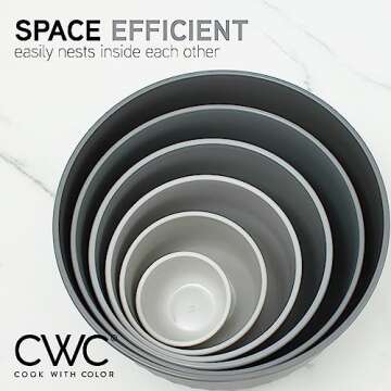 COOK WITH COLOR Prep Bowls with Lids- Wide and Deep Nesting Plastic Small Mixing Bowl Set with Lids, 12 Piece Set - Wide Bowls, Gray