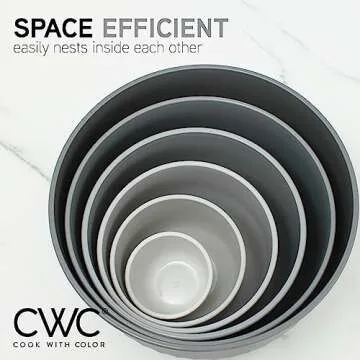 COOK WITH COLOR Prep Bowls with Lids- Wide and Deep Nesting Plastic Small Mixing Bowl Set with Lids, 12 Piece Set - Wide Bowls, Gray