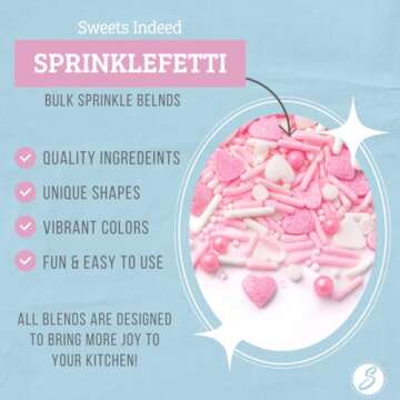 Sweets Indeed Sprinkles, Valentines Day Edible Sprinkle Mix, Heart Shapes, Perfect for Cake Decorations, Baking, Ice Cream, Cookies, Cupcake Topper, 4 ounces (Pretty in Pink)