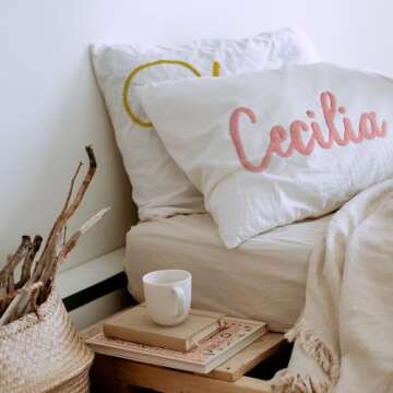 Wucidici Custom Embroidered Name Lumbar Pillow, Personalized Monogrammed Names Pillows for Kids Todd...