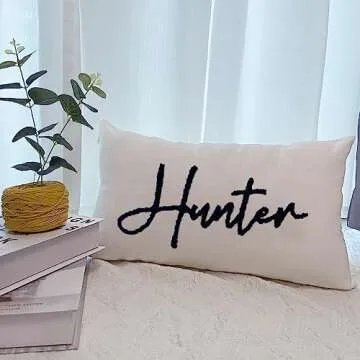 Wucidici Custom Embroidered Name Lumbar Pillow, Personalized Monogrammed Names Pillows for Kids Toddler Room, Customized 12''x20'' Bed Throw Pillow Cover Gifts for Women Girls Boy