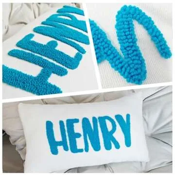 Wucidici Custom Embroidered Name Lumbar Pillow, Personalized Monogrammed Names Pillows for Kids Toddler Room, Customized 12''x20'' Bed Throw Pillow Cover Gifts for Women Girls Boy