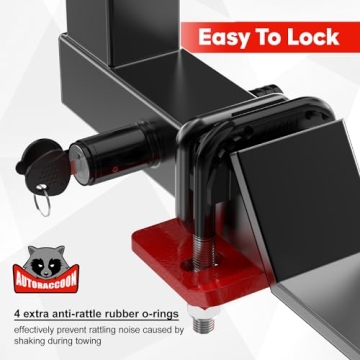 AUTORACCOON Trailer Hitch Lock - 5/8" Dia Locking Receiver Pin, Fits 2" Receiver Tubes, Class III & IV Hitch Receivers, Anti-Theft Trailer Receiver Lock, Black (1 Pack)