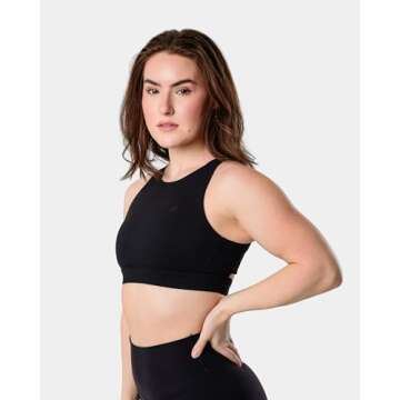 Kamo Fitness Featherlite Nora High Impact Sports Bras for Women - High Neck Workout Crop Top with Bu...