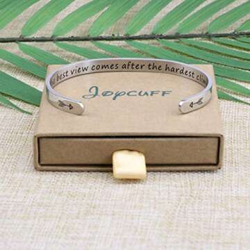 JoycuFF Inspirational Graduation Gifts for Her Self Care Friend Encouragement Jewelry The Best View Comes After The Hardest Climb Bracelet