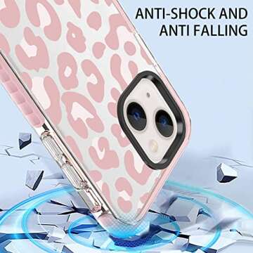 ZIYE Clear Case for iPhone 13 Cover Pink Leopard Design Shockproof Soft TPU Bumper Protective Phone ...