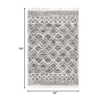 nuLOOM 8x11 Ansley Moroccan Tassel Area Rug, Grey, High-Low Textured Bohemian Design, Plush High Pil...