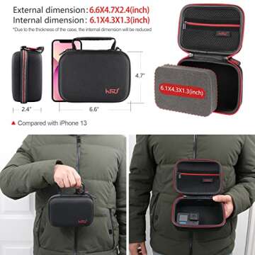 HSU Small Case for GoPro Hero 13/12/11/10/9/8/7/6/5 Black, Carrying Case for Action Cameras and GoPr...