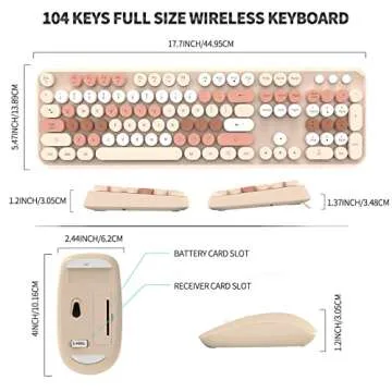 SADES V2020 Wireless Keyboard and Mouse Combo - Vintage Design and Ergonomic Comfort