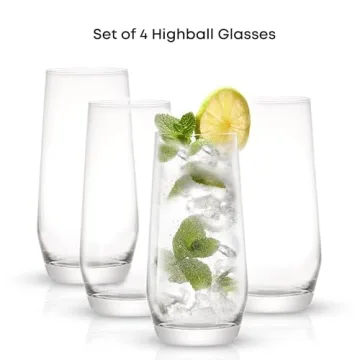 Stylish JoyJolt Gwen Highball Glasses. 4pc Set of Lead-Free Crystal