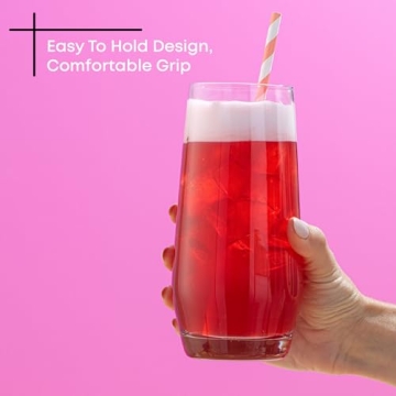 Stylish JoyJolt Gwen Highball Glasses. 4pc Set of Lead-Free Crystal