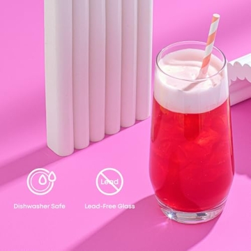 Stylish JoyJolt Gwen Highball Glasses. 4pc Set of Lead-Free Crystal