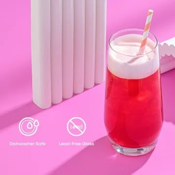 Stylish JoyJolt Gwen Highball Glasses. 4pc Set of Lead-Free Crystal