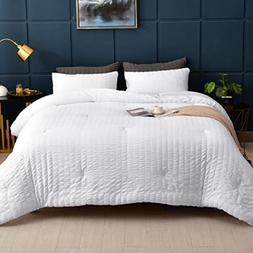 AveLom Seersucker King Comforter Set - Elegant & Pet-Friendly, 3 Pieces