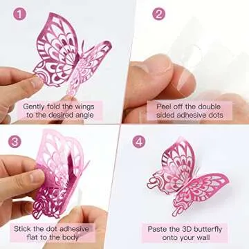 72 pcs 3D Butterfly Wall Decor Stickers, Pink-Purple Butterfly Party Decorations, Butterfly Wall Decals, Butterfly Bedroom Classroom Wedding Cake Balloon Decor Aesthetic for Girl, 4 Styles 3 Sizes