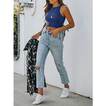 REORIA Sleeveless Halter Neck Tank Top for Stylish Women