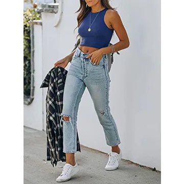 REORIA Sleeveless Halter Neck Tank Top for Stylish Women