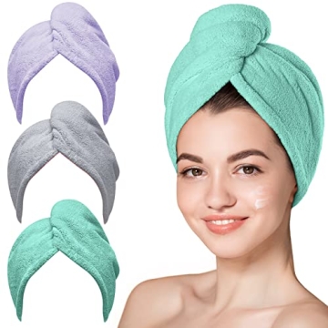 Hicober Super Absorbent Hair Towel Set for Fast Drying