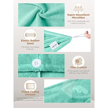 Hicober Super Absorbent Hair Towel Set for Fast Drying