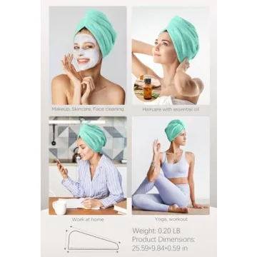 Hicober Super Absorbent Hair Towel Set for Fast Drying