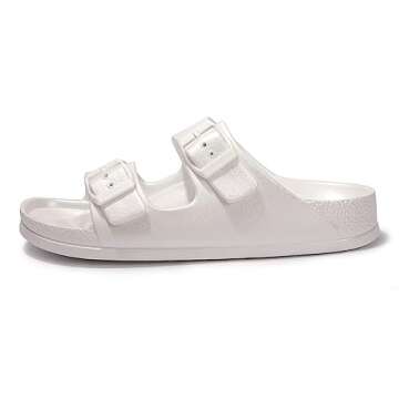 FUNKYMONKEY Women's Plastic Sandals New Upgrade Quality EVA Waterproof Double Buckle Adjustable Slid...