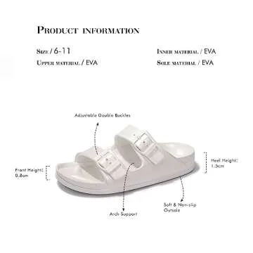 FUNKYMONKEY Women's Adjustable Waterproof Slides Sandals