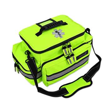 Lightning X Mid-Sized First Responder EMT Bag | LXMB25 | Fully Stocked w/ 240+ First Aid, EMS & Trauma Supplies - Fluorescent Yellow